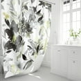 thumbnail image 2 of Small Stall Shower Curtain 36 x 72 Inch, Half Narrow Watercolor Floral Fabric Shower Curtain, Grey Modern Abstract Flower Bathroom Shower Curtain Set with Hooks, 2 of 6