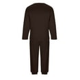 thumbnail image 6 of 2PC Fleece Lined Sweatsuit for Men Long Sleeve Crewneck Sweatshirt Elastic Waist Cuffed Joggers Loungewear Set with Pockets Brown S, 6 of 7