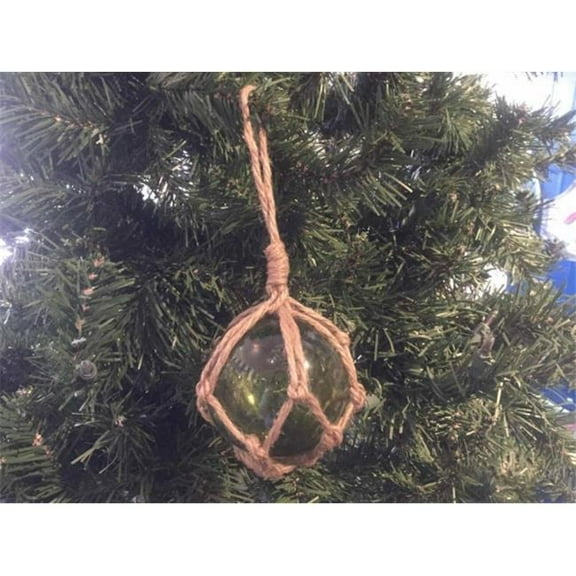 Handcrafted Model Ships Green-Glass-3-Old-X 3 in. Green Japanese Glass Ball Fishing Float Decoration Christmas Ornament