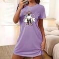 thumbnail image 2 of Kilaqueen Fall Pajamas Women Short Sleeve Sleep Shirts Crew Neck Halloween Pajamas Loose Fitness Nightgowns Cute Ghost Graphic Comfy Nightdress, 2 of 6