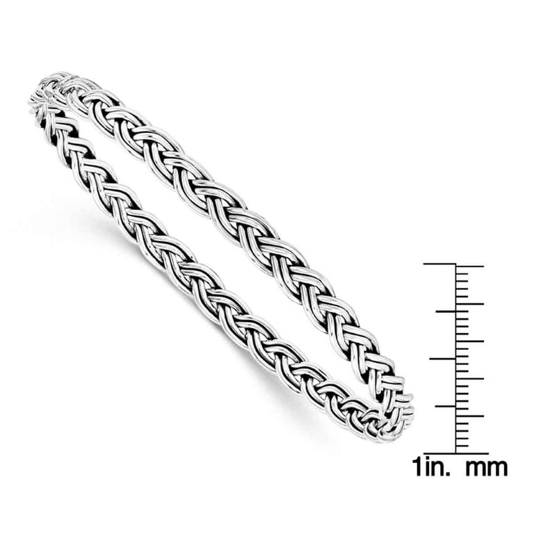 Sterling Silver Braided 5.25mm Wide Slip-On Bangle Bracelet Sterling Silver Braided 5.25mm Wide Slip-On Bangle Bracelet