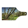 thumbnail image 1 of Nature Cutting Board, Spring Forest Flower Field and Trees Dreamy Eco in Sunny Open Sky Landscape, Tempered Glass Cutting and Serving Board, Wine Bottle Shape, Yellow Blue Brown, by Ambesonne, 1 of 1