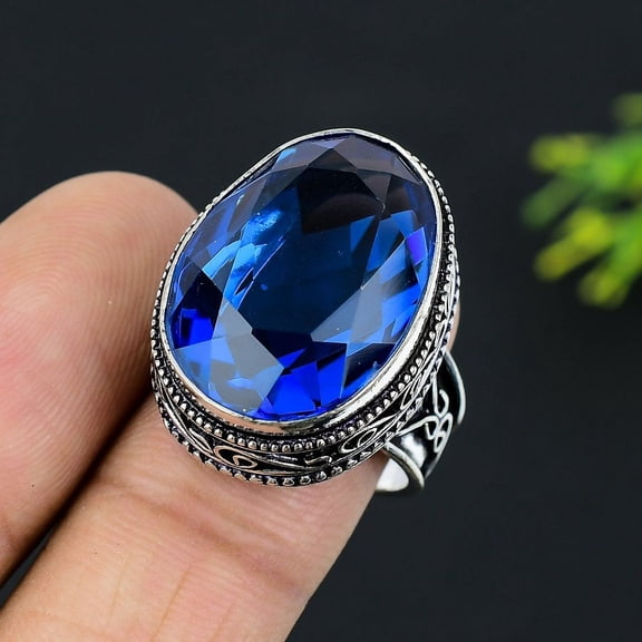 Natural London Blue Topaz Gemstone 925 Sterling Silver Gift Jewelry Ring Size 9
