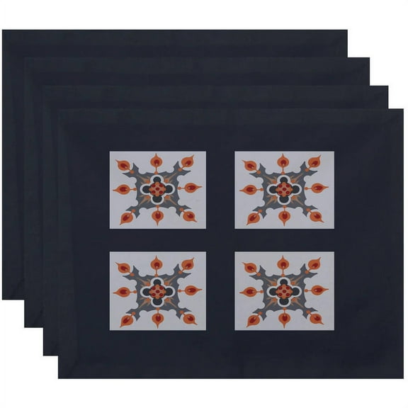 Simply Daisy 18" x 14" Four Square Geometric Print Placemats, Set of 4