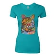 thumbnail image 3 of Dean Russo If Cats Could Talk Cat Lover Womens Slim Fit Junior Tee, Tahiti Blue, Large, 3 of 6
