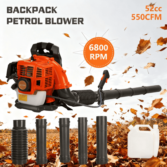 YiJin 52CC Leaf Blower with Backpack, Gas Leaf Blowers for Lawn Care, 2 Stroke 550CFM Gas Powered Blower with Extention Tube for Home Blowing Leaf, Snow Blowing, Dust