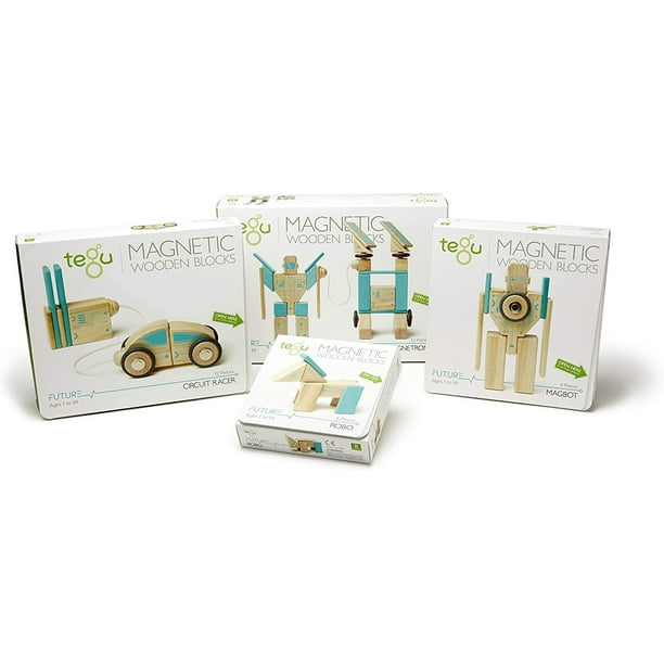 Set de bloques de madera magnética Tegu Magbot, Agua eléctrica