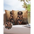 thumbnail image 6 of Pack of 2 Outdoor Pillow Covers, Vintage African Tribe Lion and Warrior Woman Waterproof Square Throw Pillowcase Cushion Decorative Pillow Covers for Couch Patio Tent, 20x20 in, 6 of 6