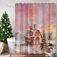 thumbnail image 4 of Winter Snow Scene Christmas Pink Farmhouse Shower Curtain for Bathroom, Watercolor Xmas Tree Waterproof Shower Curtains Washable Quick Dry with Hooks Bathtub Curtains 72x72IN, 4 of 9