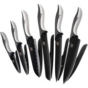 XYJ Stainless Steel Kitchen Knife Set 6Pcs Professional Chef Knive Ultra Sharp Blade with Ergonomic Handle Edge Guards