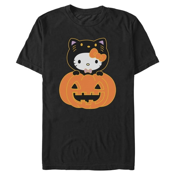Mens Hello Kitty Halloween Pumpkin and Kitty T Shirt
