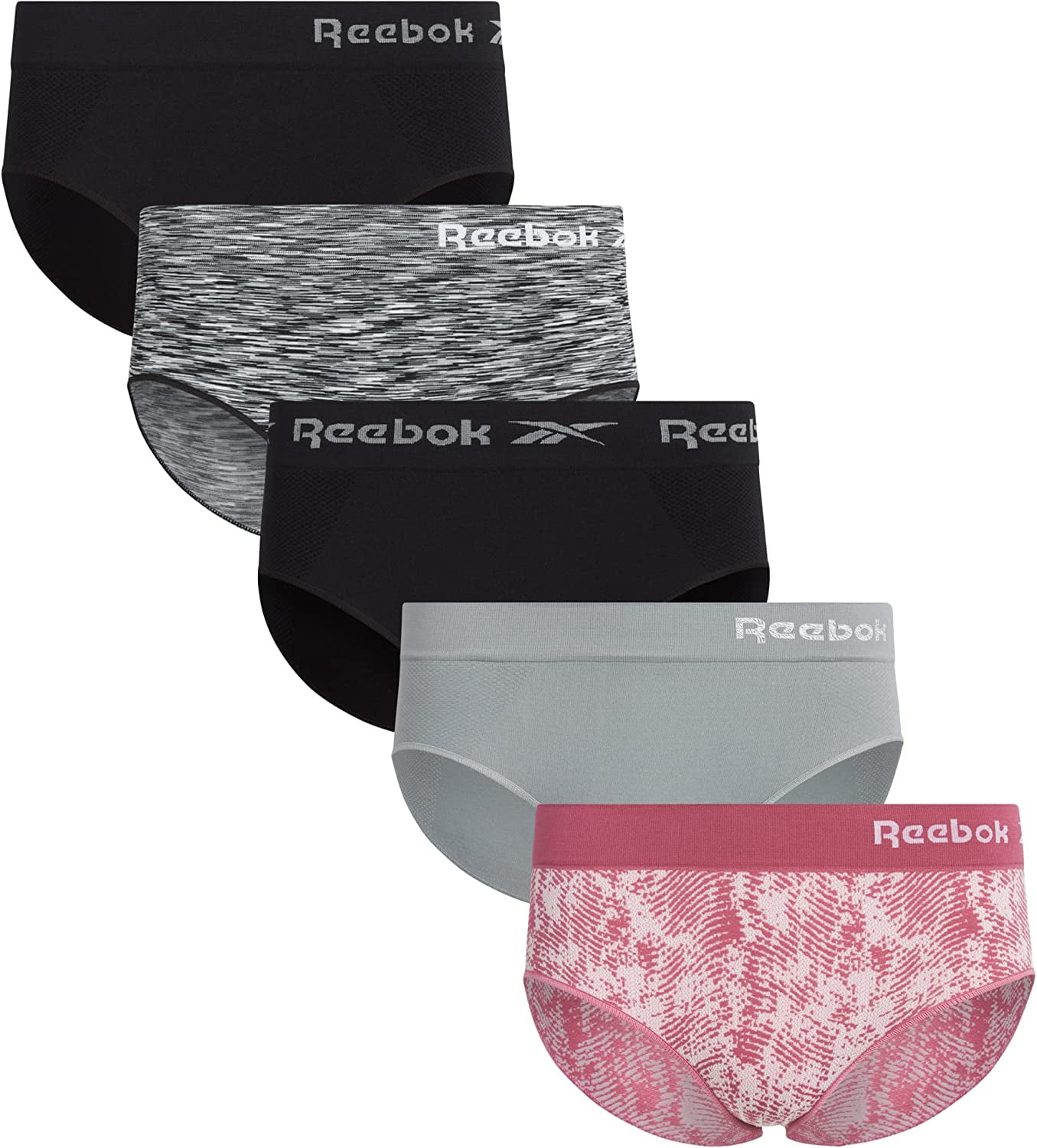 Reebok Women's Underwear Seamless Hipster Briefs (5 Pack)