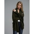 thumbnail image 6 of Women'S - Batwing Cable Knitted Slouchy Oversized Wrap Cardigan Sweater Dark Green One Size, 6 of 8