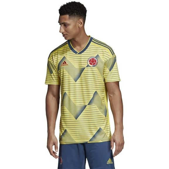 adidas Men's FCF Colombia Home Soccer Jersey (Medium) Light Yellow/Night Marine