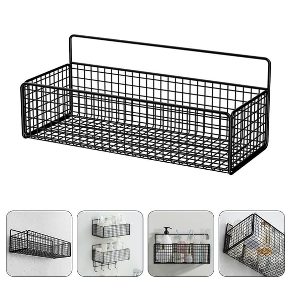 KAKOWELY 2-Pack Black Metal Wire Wall-Mounted Shower Organizer Basket for Bathroom Storage and Toilet Accessories