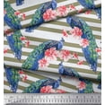 thumbnail image 2 of Soimoi Poly Georgette Fabric Stripe,Floral & Peacock Bird Fabric Prints by Yard 52 Inch Wide, 2 of 3