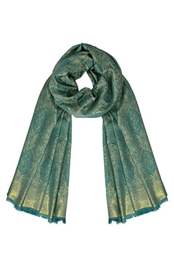 Womens Ravishing Reversible Metallic Paisley Shawl Wrap Pashmina