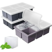 Large Ice Cube Tray for Whiskey: Big Square Ice Cube Maker for Cocktail - 3Pack Silicone Old Fashioned Ice Cube Trays - 2inch Huge Cubed Ice Trays for Whisky