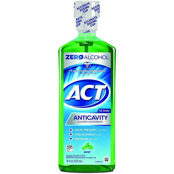 2 Pack ACT Anticavity Fluoride Rinse Mint 18 oz