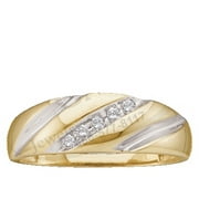10kt Yellow Gold Mens Diagonal Round Diamond Wedding Anniversary Band Ring (.10 cttw.)