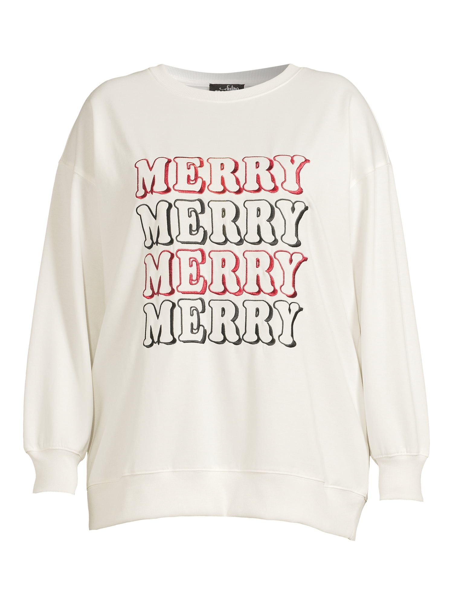 Christmas Women's Plus Size Merry Embroidered Sweatshirt from Feeling Festive