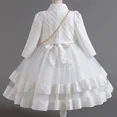 thumbnail image 5 of Vestido de princesa para niñas de 3 piezas, nuevo, bordado, de manga larga, elegante, para fiesta de cumpleaños infantil y conjunto de bolso, 5 of 5