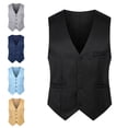 thumbnail image 6 of Uehgn Men Waistcoat Solid Color Single-breasted V Neck Sleeveless Spring Vest for Work, 6 of 7