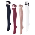 thumbnail image 3 of Meso Women's Big Girl's 4 Pairs Splendid Knee High Cotton Socks, Soft, Cozy and Stylish Suitable for Multiple Activities Size 6-9 M1022 Assorted, 3 of 4