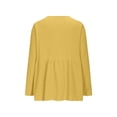 thumbnail image 6 of Women's Oversized Tshirts Cotton Linen Crew Neck Long Sleeve Button Tee Long Sleeve Shirts for Women, 6 of 8