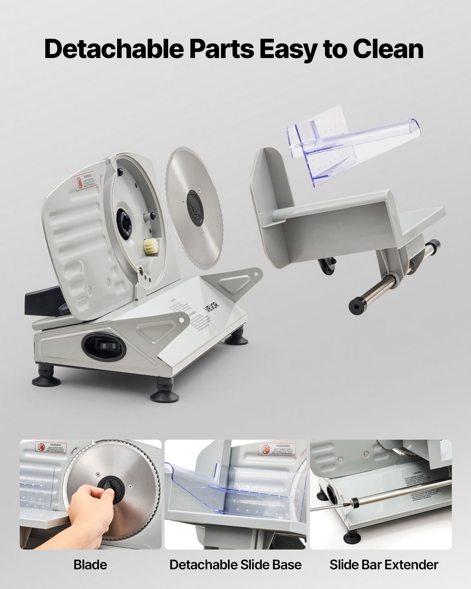 VEVOR Meat Slicer, 6.7 inch 150W Electric Deli Slicer Machine with two SUS420 Blades,  0-0.6 inch Adjustable Thickness, ETL Certified Home Food-Slicer for Meat, Ham, Baguett, Steak, ETL Approved