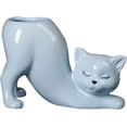 thumbnail image 1 of Maceta de cerámica Yuxing forma de gato color azul, 1 of 5