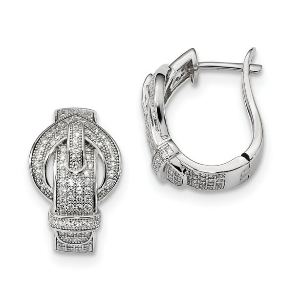 Shirin Diamond Jewelry Sterling Silver & CZ Buckle Hinged Post