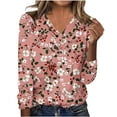 thumbnail image 2 of Uootdi Fall Fashion Must Haves Womens Cross V Neck Button Down Long Sleeve Gift Shirts Floral Printed Tunic Tops Fall Casual Outf, 2 of 7