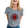 thumbnail image 2 of Gibobby Playera Corte clásico para Mujer Camiseta manga corta con cuello redondo y estampado concienciación sobre la al cáncer para mujer(Gris,G), 2 of 3