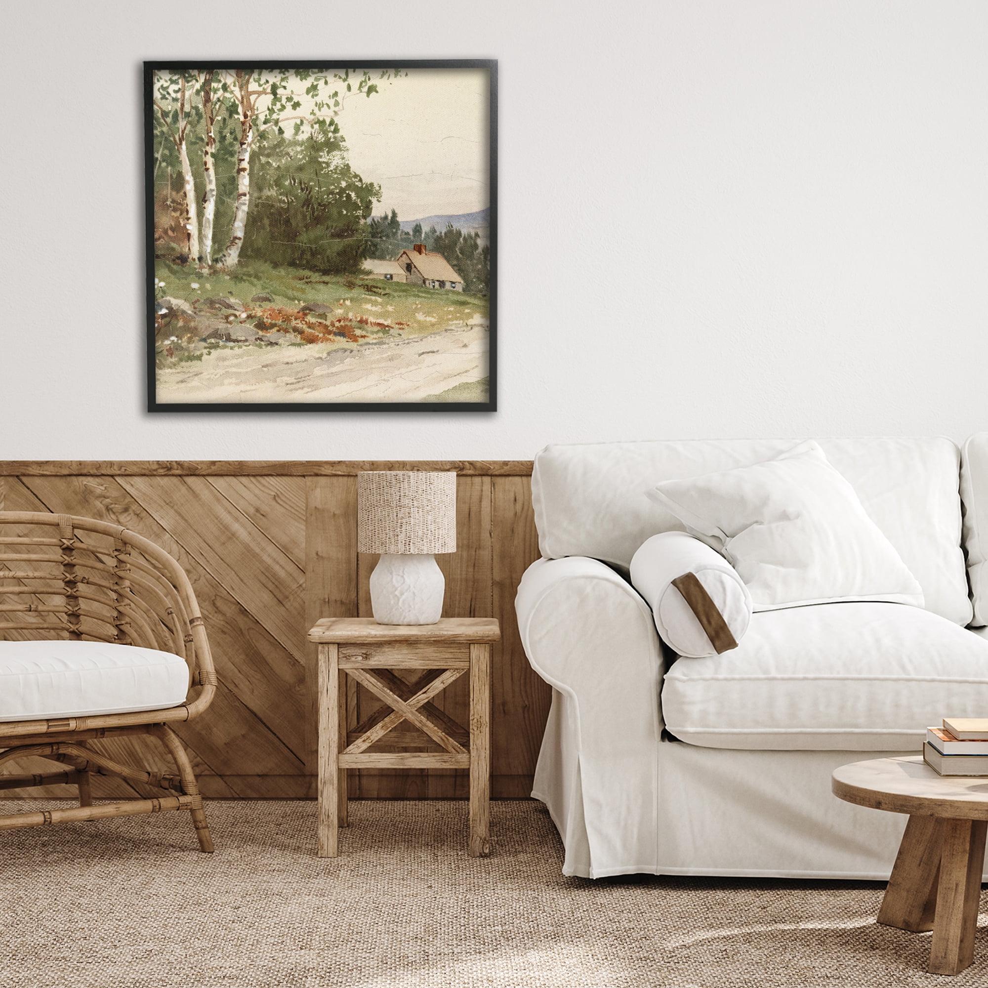Stupell Industries Farm House Dirt Road Black Framed Giclee Art, design by Lula Bijoux & co.