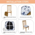 thumbnail image 4 of Blue and White Geometric Quatrefoil Seat Covers for Dining Room Chairs Set Of 4,Stretch Printed Washable Chair Seat Cover with Elastic Ties and Button,Removable Waterproof Couch Cushion Covers, 4 of 6