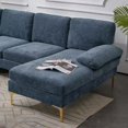 thumbnail image 5 of 113.39inch U-Shaped Sectional Sofa Couch, Convertible Modular Sectional Sofa with Double Chaise, Linen Upholstered Sofa Set, 6-Seater Sofa for Living Room Apartment, Easy Assembly, Grey-Blue, 5 of 7