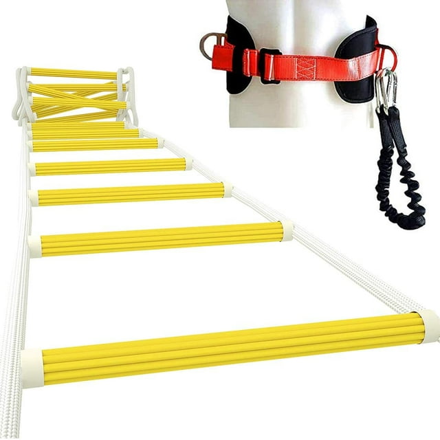 ISOP Rope Ladder Fire Escape Use | Emergency Exit Ladder 8/13/16/25/32 ft | Retractable Safety Rope Ladders with Carabiners – Lightweight & Compact | Multi Function | Reusable