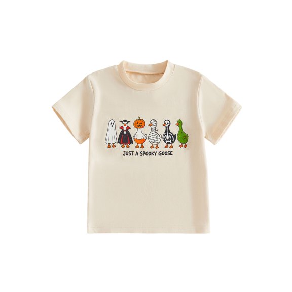 Miaouyo Kids Halloween T-shirt, Short Sleeve Crew Neck Goose Print Summer Tops