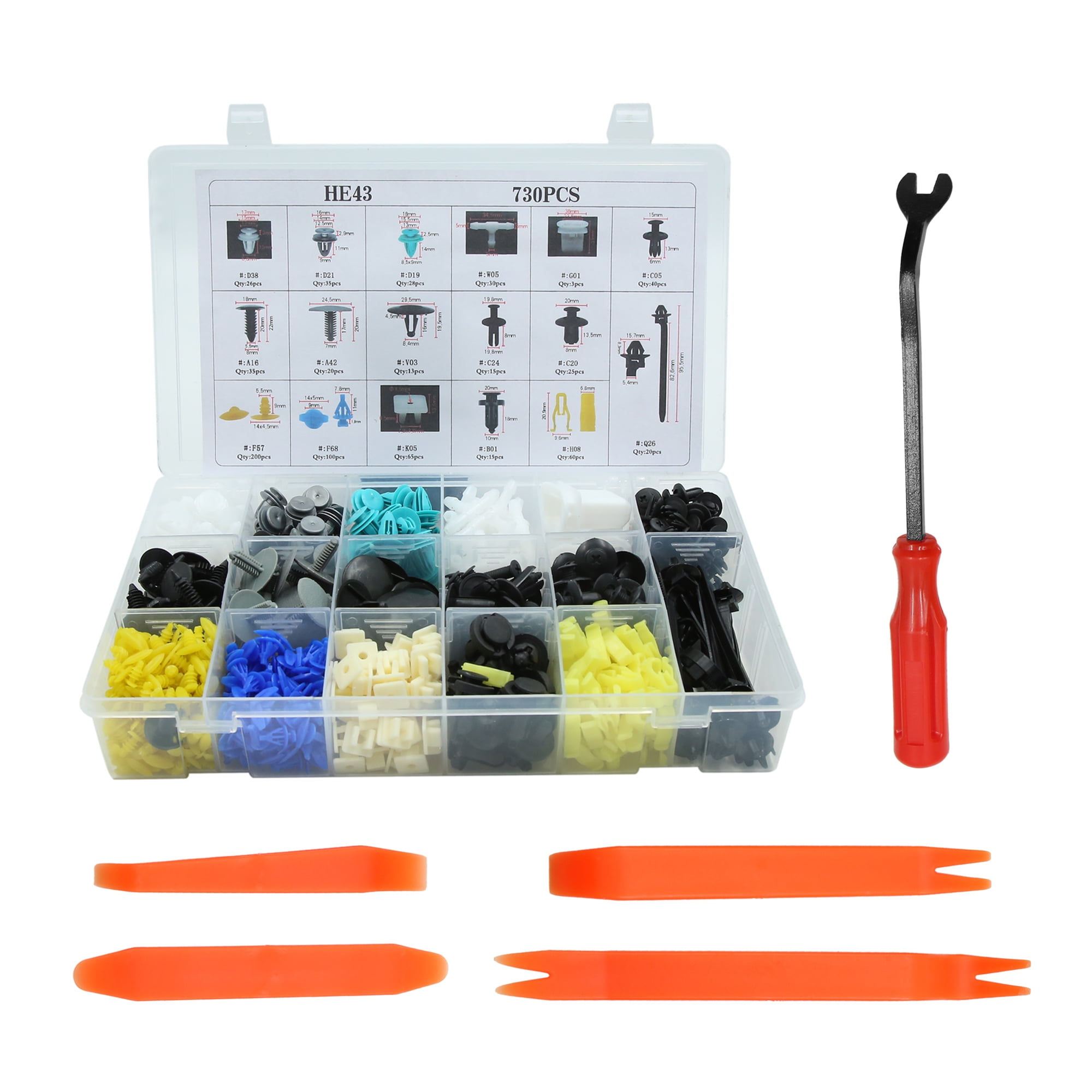 100pc Nylon Bumper Rivet Retainer Clips Pry Plier Set Fastener Remover Car Kit 100pc Nylon Bumper Rivet Retainer Clips Pry Plier Set Fastener Remover Car Kit