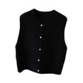 thumbnail image 3 of Chaleco de punto, ropa, diseño vintage, botonadura sencilla, cárdigan cómodo. Negro, 3 of 9