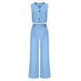 thumbnail image 4 of Today's Lightning Sales! QATAINLAV Women's Button Waistcoat and Casual Wide Leg Dress Pants 2 Piece Sets Solid Dressy Crop Vest Business Outfits Workwear Sky Blue XXL, 4 of 7