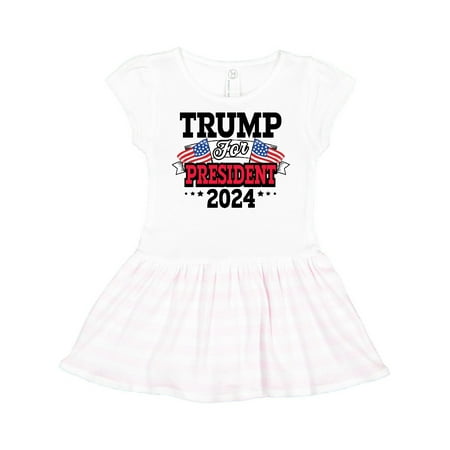 

Inktastic Trump For President 2024 with Flags Gift Toddler Girl Dress
