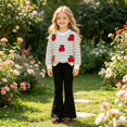 thumbnail image 2 of QGJZVUNL Toddler Girl Clothes Long Sleeve Stripe Crewneck Top and Flared Pants Back To School Outfits for Girls Size 7 Years, 2 of 7