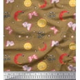 thumbnail image 1 of Soimoi Brown Silk Fabric Moon,Insect & Panda Face Kids Printed Craft Fabric by The Yard 42 Inch Wide, 1 of 1