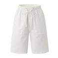 thumbnail image 3 of Casual Shorts for Men Loose High Waist Drawstring Elastic Waist Solid Workout Bottom Shorts with Pockets White, 3 of 7