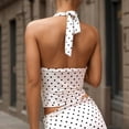 thumbnail image 5 of DHFJKG Women's Sexy Camisole Backless Self Tie Halter Polka Dot Crop Top Night Out Date Sleeveless Deep V Neck Summer Cami Shirt Cozy Tops, 5 of 9