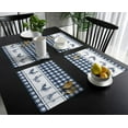 thumbnail image 3 of Cotton Linen Placemat Rectangle Placemats Set of 6, Farmhouse Rooster Blue Buffalo Plaid Non-Slip Table Mats for Dining Table,12x18 Inch Heat Insulation Place Mats for Kitchen, 3 of 6
