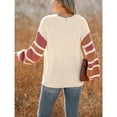 thumbnail image 5 of Cupshe Women's Knit V-Neck Button Long Sleeves Partial Striped Pattern Sweater, 5 of 5