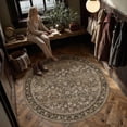 thumbnail image 3 of BERTHMEER Round Area Rugs 6'x6' Traditional Oriental Rugs for Living Room Bedroom Office Dining Room Non-slip Washable Vintage Distressed Rugs, Brown, 3 of 7